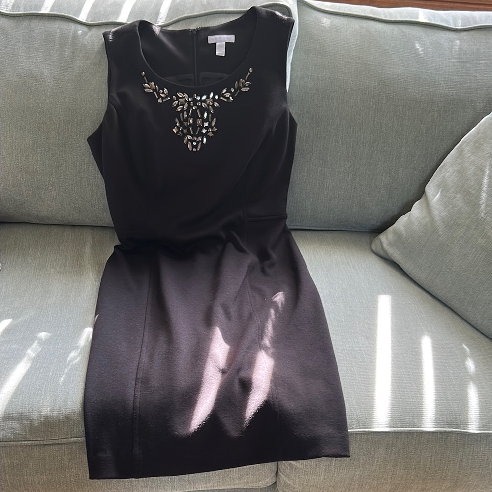 Charter Club Black and Silver Embellished Sheath Mini Dress